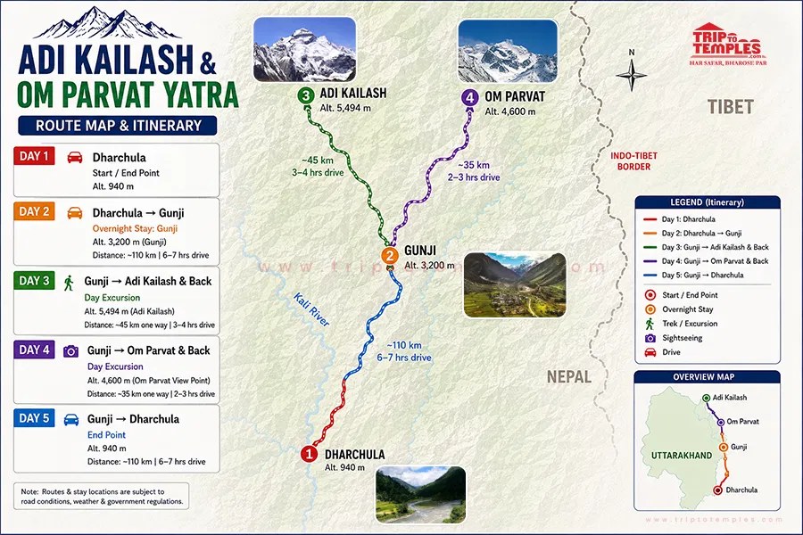Adi Kailash Dharchula to Dharchula Map
