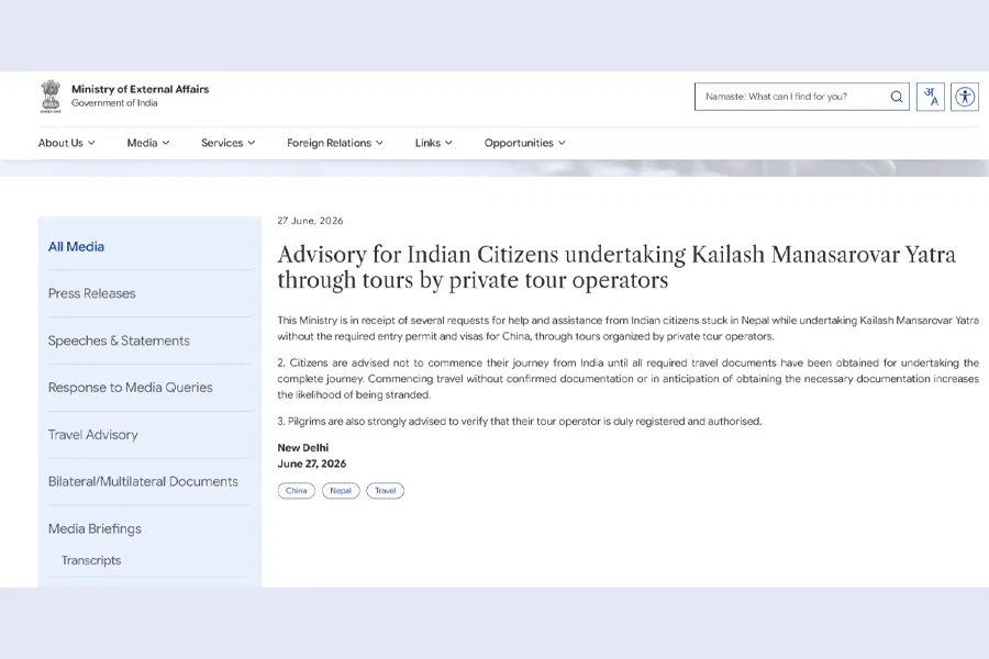 mea advisory for kailash yatra 2026
