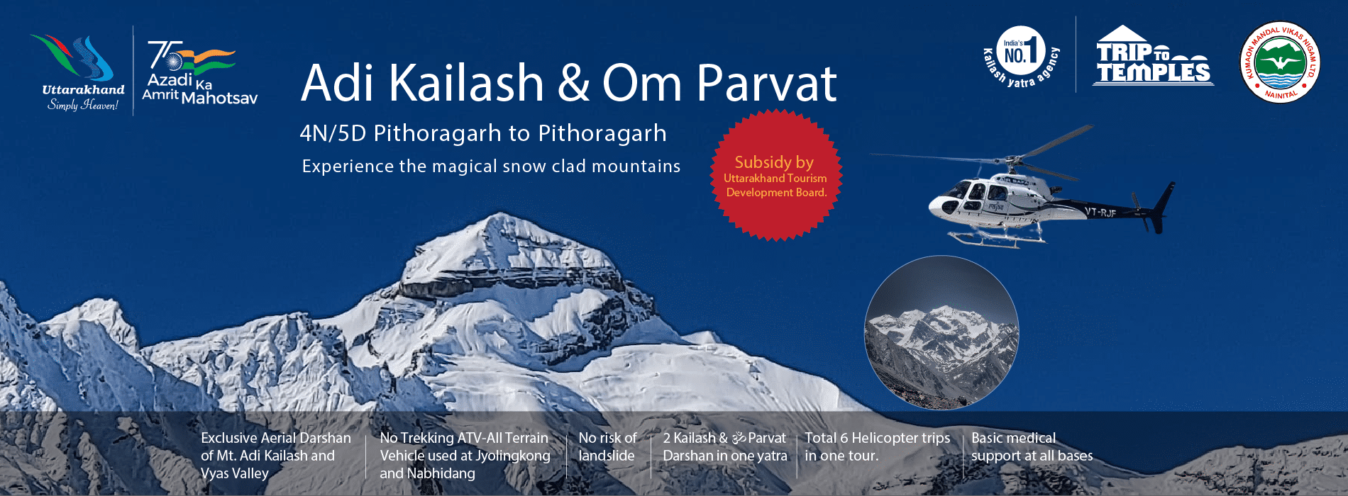 Adi Kailash And Om Parvat with Kailash Mansarovar Darshan By Helicopter