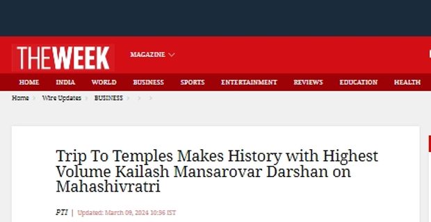 Trip To Temples Makes History with Highest Volume Kailash Mansarovar Darshan on Mahashivratri(The Week)