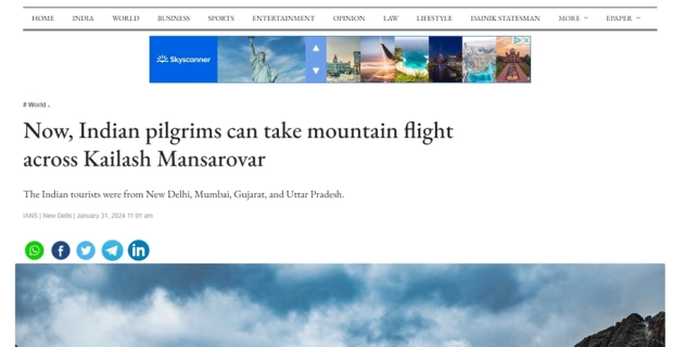 Now, Indian pilgrims can take mountain flight across Kailash Mansarovar