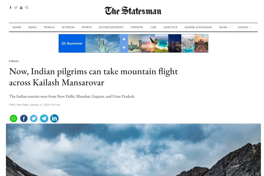 Now, Indian pilgrims can take mountain flight across Kailash Mansarovar Now, Indian pilgrims can take mountain flight across Kailash Mansarovar