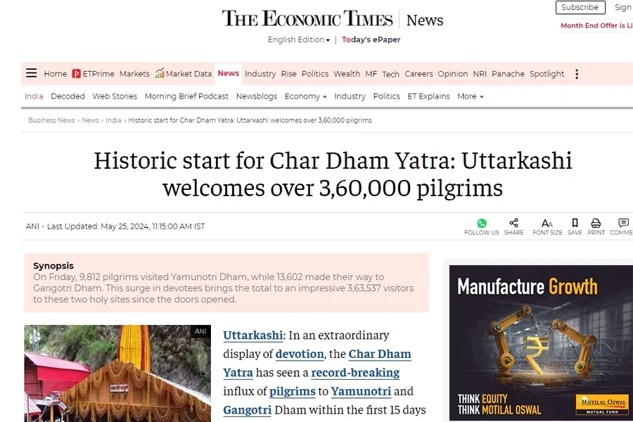 Historic update for Char Dham Yatra in Uttarkashi Historic update for Char Dham Yatra in Uttarkashi