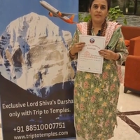 Happy Pilgrim with Kailash Mansarovar Yatra Aerial Darshan